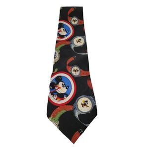 Balancine The Tie Works Disney Mickey Tie 100% Silk Watches Clocks Korea 54"
